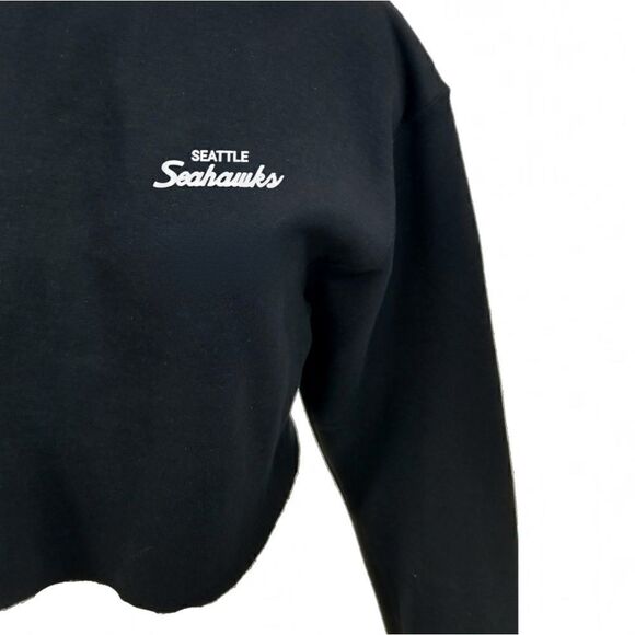 SEATTLE SEAHAWKS Double Script NFL Cropped Crop Top Pullover Crewneck Sweatshirt - Picture 4 of 6